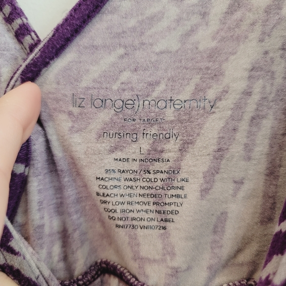 💕 Liz Lange Maternity & Nursing Sleeveless Top Gray & Purple Women's Size Large - Picture 7 of 10